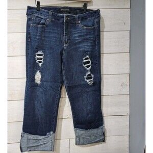 Liverpool The Capri Dark Wash Distressed  Cuffed Jeans Womens 12/31